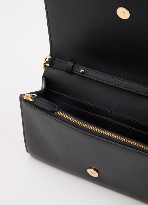 Ralph Lauren Dames Adair II clutch van leer met logo in de kleur Zwart, maat: 1SZ