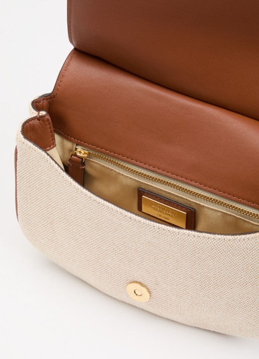 Ralph Lauren Dames Marcy crossbody tas van canvas met details van leer in de kleur Beige, maat: 1SZ