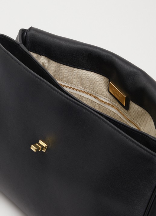Ralph Lauren Dames Farrah schoudertas van leer met afneembare schouderriem in de kleur Zwart, maat: 1SZ