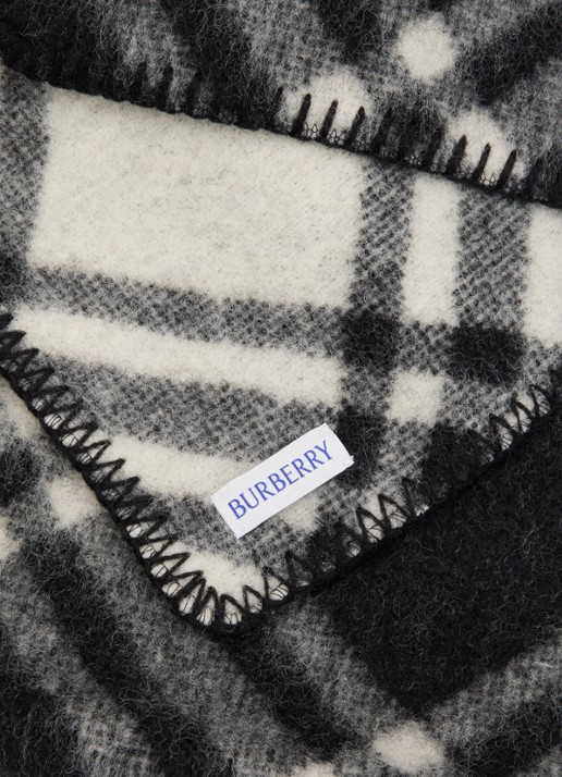 Burberry Heren Sjaal van wol met ruitdessin 180 x 30 cm in de kleur Zwart, maat: OS