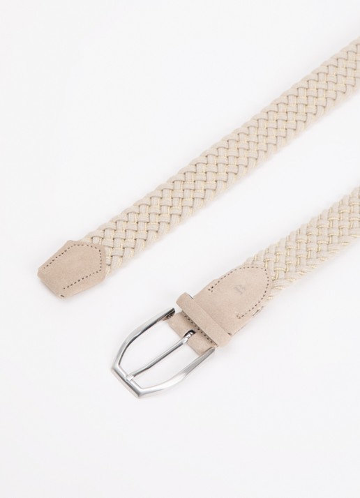 Boggi Milano Heren Riem in wolblend met suède details in de kleur Beige