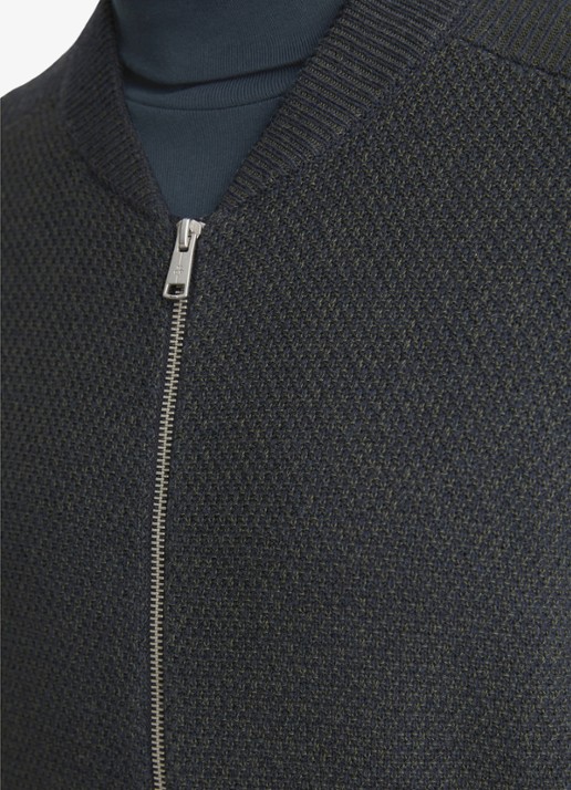 Marc O'Polo Heren Grofgebreid vest in scheerwolblend in de kleur Donkerblauw