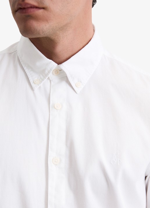 Marc O'Polo Heren Regular fit overhemd met logoborduring in de kleur Wit