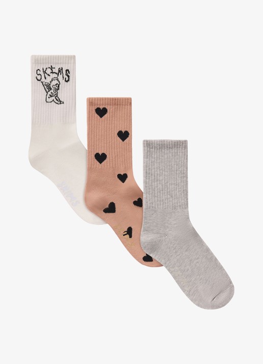 SKIMS Dames Sokken met print in 3-pack in de kleur Spaced Hearts, maat: S