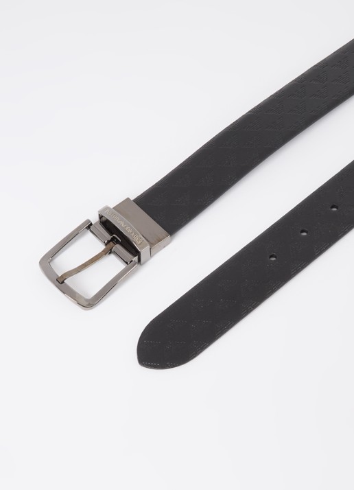 Armani Heren Riem van leer met logoprint in de kleur Donkerbruin
