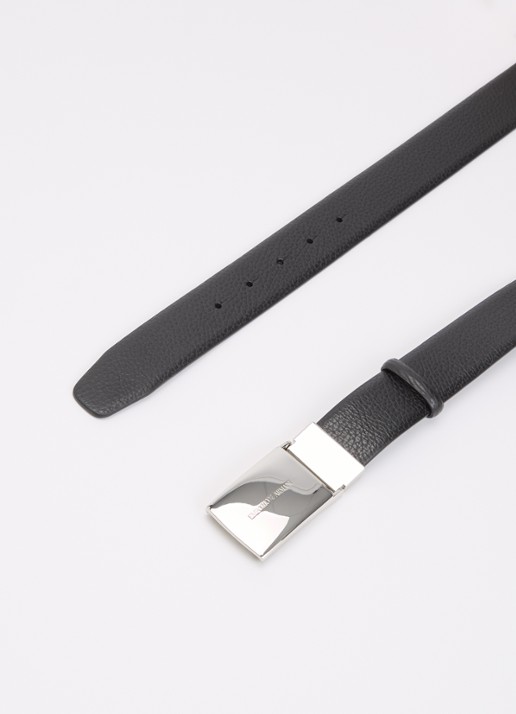Armani Heren Riem van leer met logo in de kleur Zwart