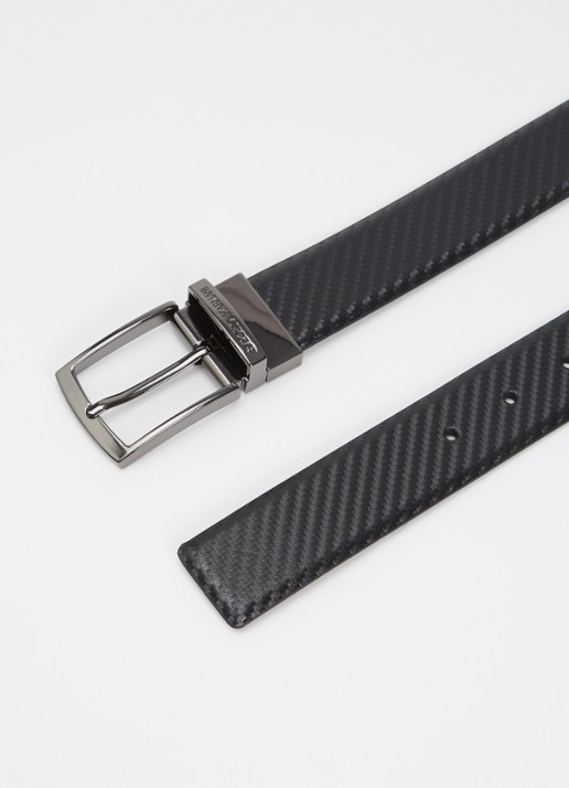 Armani Heren Tongue riem van leer met logo in de kleur Zwart