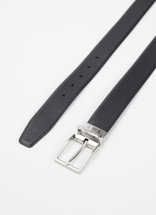 Armani Heren Tongue riem van leer in de kleur Zwart