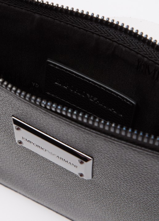 Armani Heren Flat case portemonee met logo in de kleur Zwart