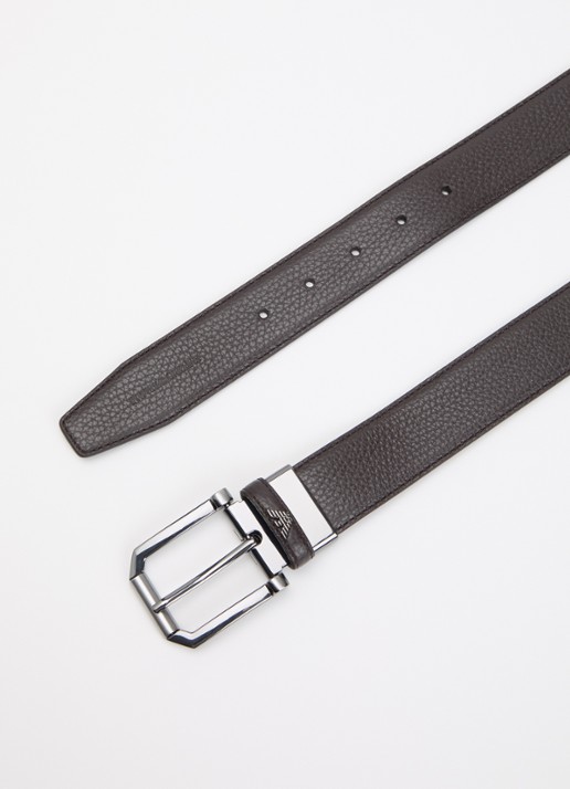 Armani Heren Tongue riem van leer in de kleur Donkerbruin