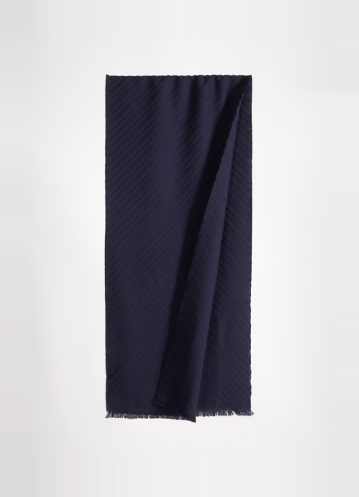 Armani Heren Sjaal van scheerwol 180 x 39 cm in de kleur Donkerblauw