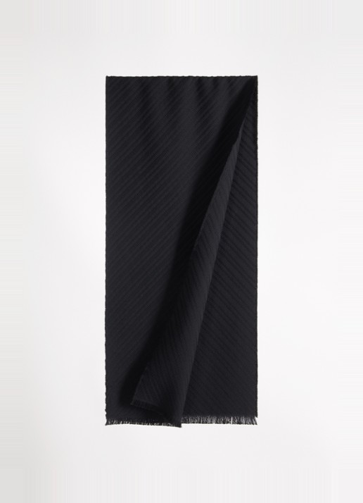 Armani Heren Sjaal van scheerwol 180 x 39 cm in de kleur Zwart