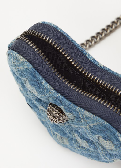 Kurt Geiger Dames Micro Heart crossbodytas van denim met strass in de kleur Indigo, maat: 1SZ