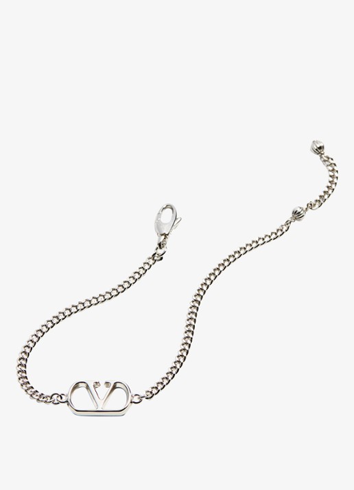 Valentino Garavani Heren Armband met logo in de kleur Zilver