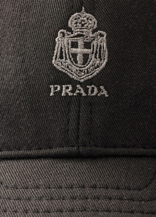 Prada Heren Baseball pet met logoborduring in de kleur Zwart