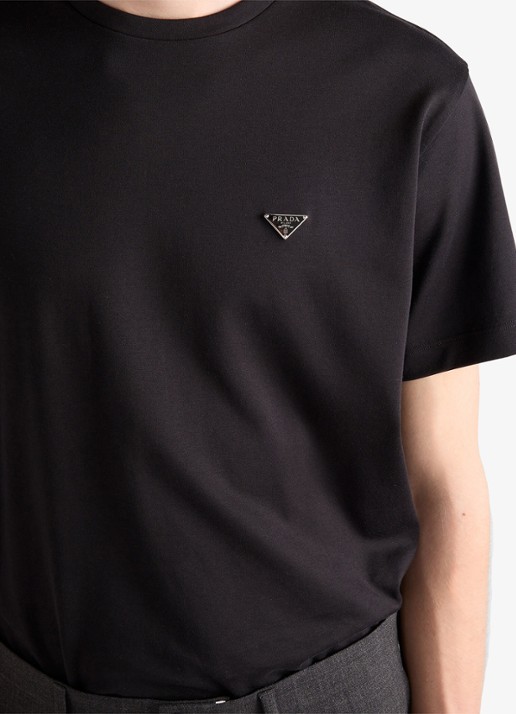 Prada Heren T-shirt met logo in de kleur Zwart