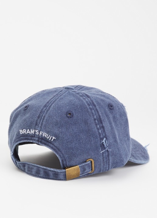 Bram's Fruit Heren Pet van denim met destroyed afwerking en logo in de kleur Donkerblauw, maat: OS