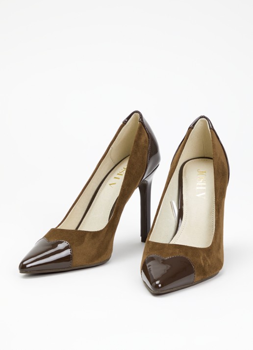 JOSH V Dames Minou pump met lakfinish in de kleur Donkerbruin
