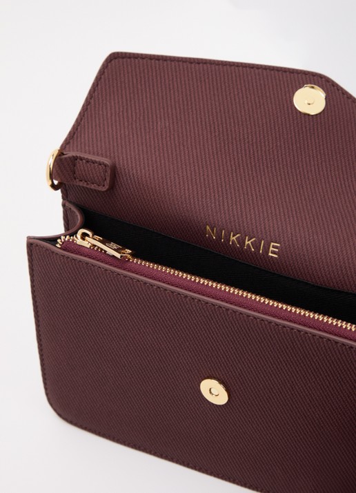 NIKKIE Dames Daxing clutch met logo en afneembare schouderriem in de kleur Bordeauxrood