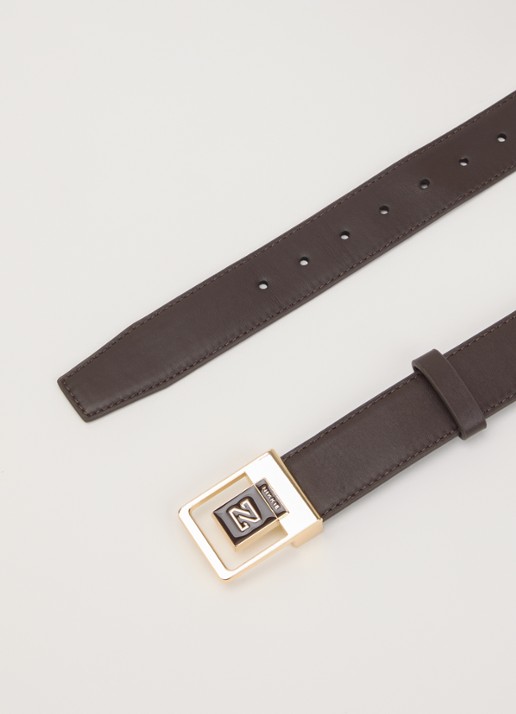 NIKKIE Dames Rafiza riem van leer met logo in de kleur Chocoladebruin