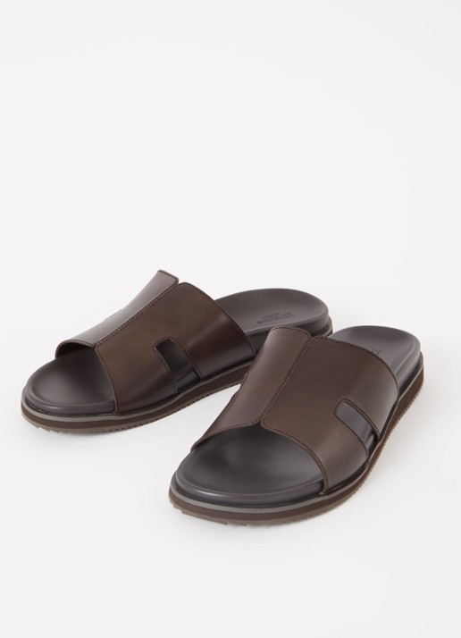 Dune London Heren Insight slipper van leer in de kleur Cognac