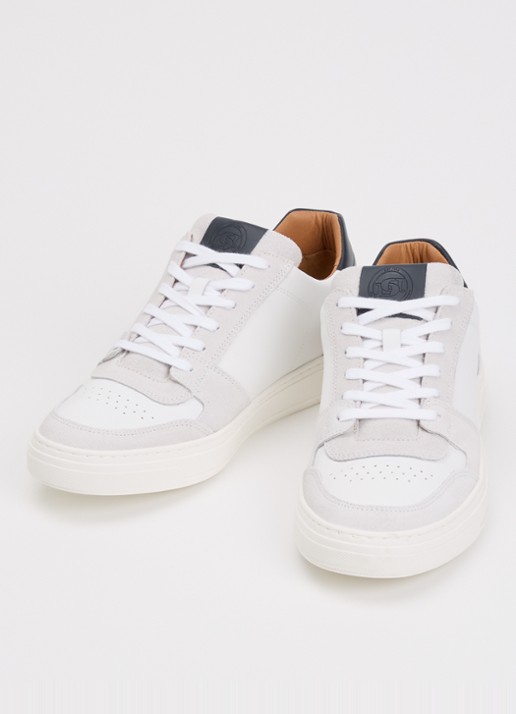 Dune London Heren Tawly sneaker van leer met details van suède in de kleur Gebroken wit