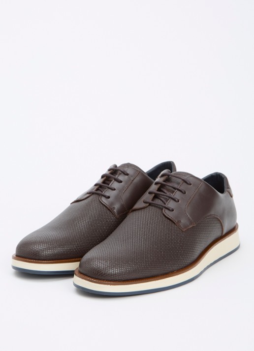 Dune London Heren Bow veterschoen van leer in de kleur Donkerbruin