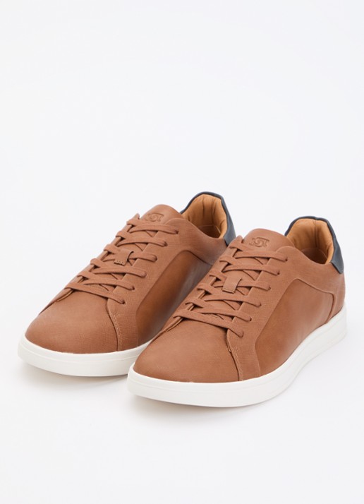 Dune London Heren Traces sneaker in de kleur Oranjebruin