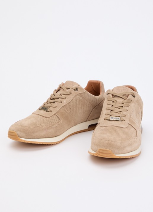 Dune London Heren Trilogy sneaker van leer in de kleur Zand