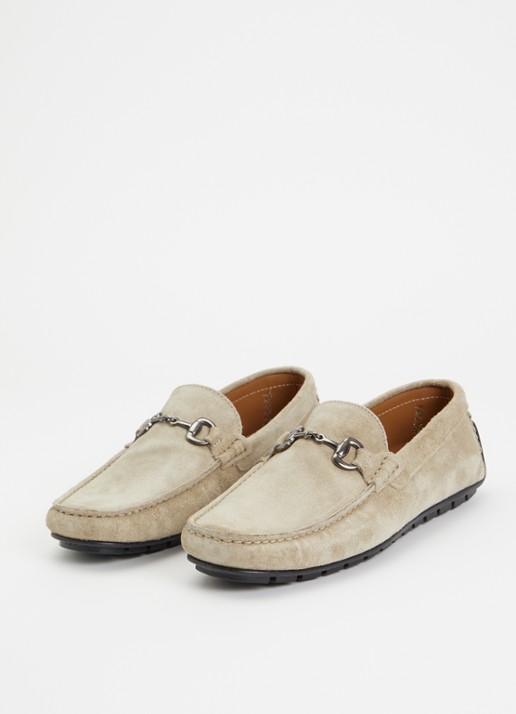 Dune London Heren Wide Fit Brackon mocassin van suède in de kleur Taupe