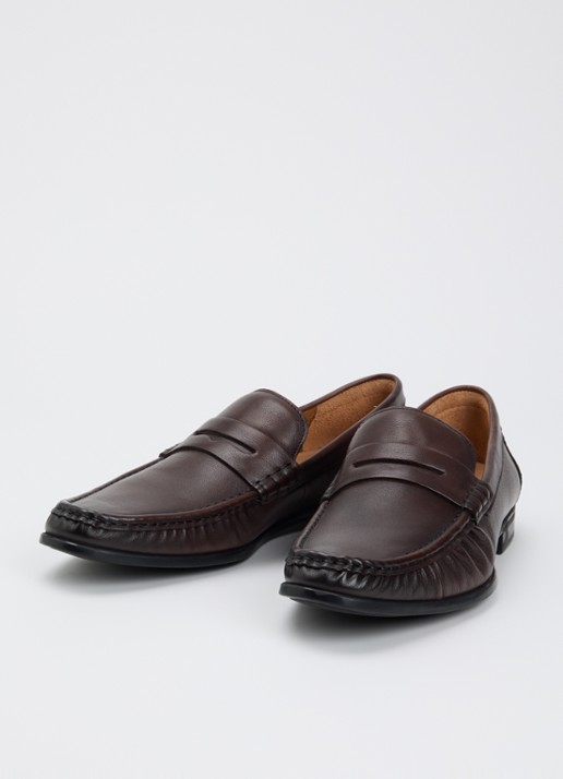 Dune London Heren Sammi loafer van leer in de kleur Donkerbruin