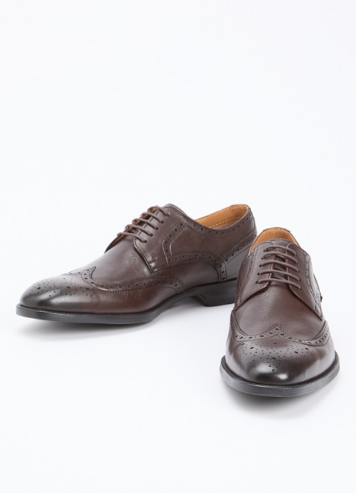 Dune London Heren Sunni brogue van leer in de kleur Donkerbruin