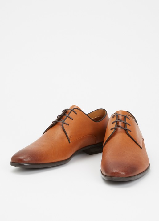 Dune London Heren Saffi veterschoen van leer in de kleur Bruin