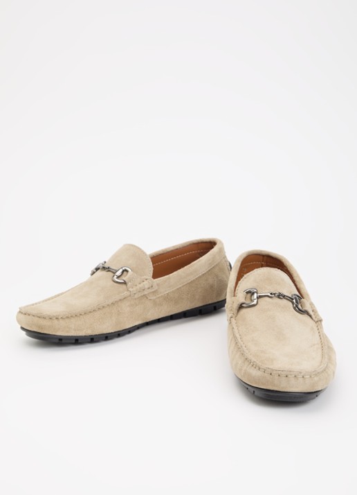 Dune London Heren Brackon mocassins van leer in de kleur Taupe