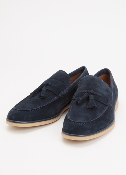 Dune London Heren Broddi loafer van suède in de kleur Donkerblauw
