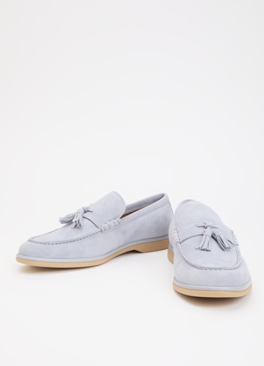 Dune London Heren Broddi loafer van suède in de kleur Lichtblauw