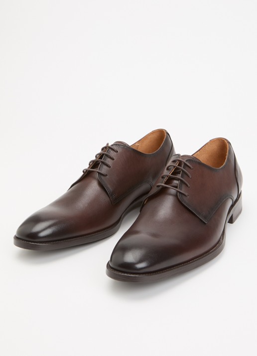 Dune London Heren Wide Fit Sole veterschoen van leer in de kleur Bruin