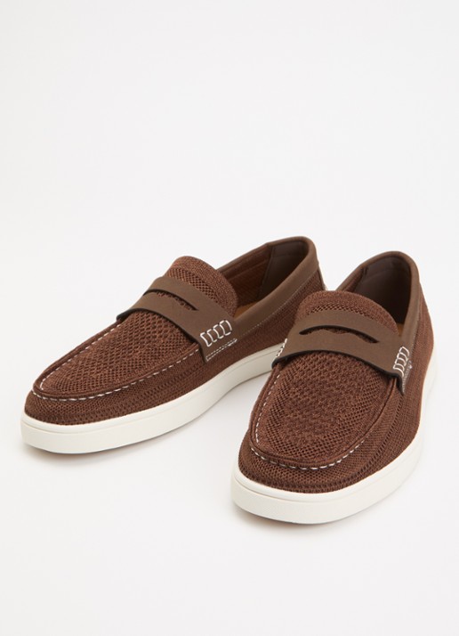 Dune London Heren Benzy loafer met gebreid bovenwerk in de kleur Bruin