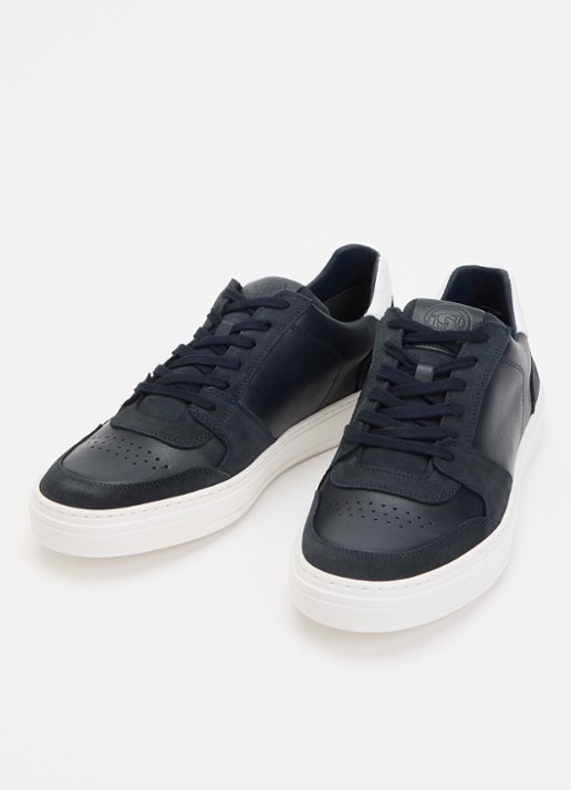 Dune London Heren Tawly sneaker van leer met details van suède in de kleur Donkerblauw