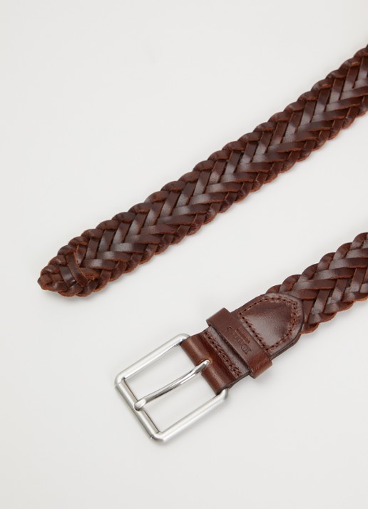 Dune London Heren Oxlet riem van leer met gevlochten detail in de kleur Bruin