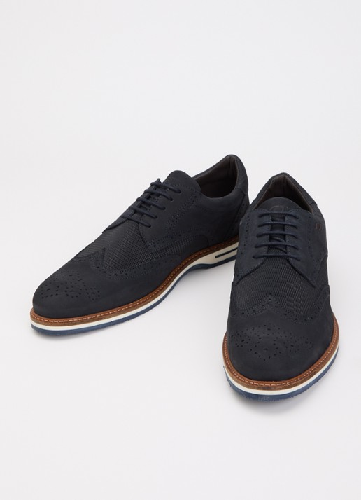 Dune London Heren Wide Fit Barkings brogue van leer in de kleur Donkerblauw
