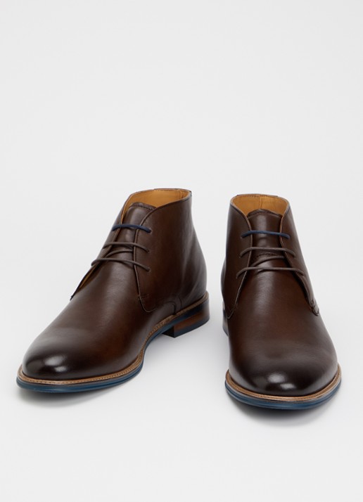 Dune London Heren Millers veterschoen van leer met lakfinish in de kleur Donkerbruin