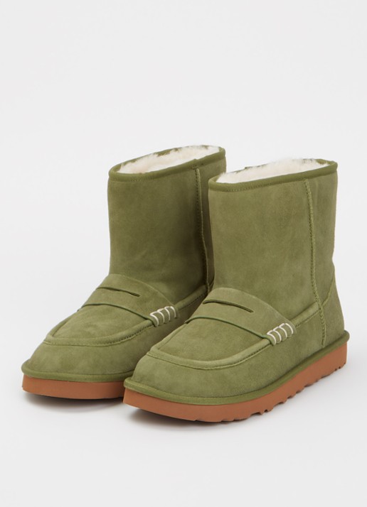 UGG Heren Loafer Boot enkellaarsje van lamssuède in de kleur Mosgroen, maat: 42