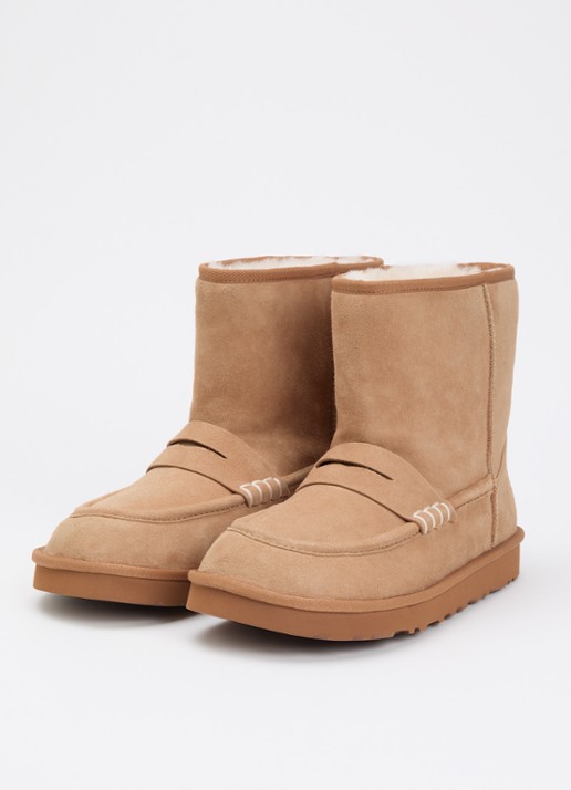 UGG Heren Loafer Boot enkellaarsje van lamssuède in de kleur Camel, maat: 42