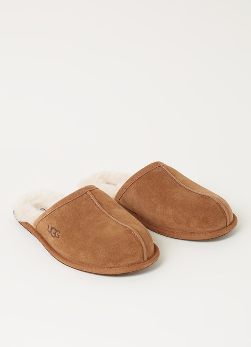UGG Heren Scuff pantoffel van suède met schapenvacht in de kleur Hazelnootbruin, maat: 41