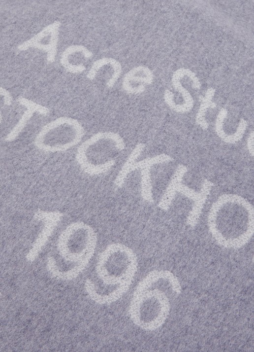 Acne Studios Dames Sjaal van wol met logoprint 43 x 200 cm in de kleur Grijs, maat: One size