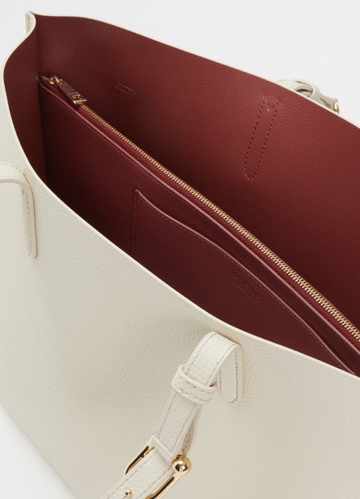 FURLA Dames Ava L schoudertas van kalfsleer in de kleur Creme, maat: 1SZ