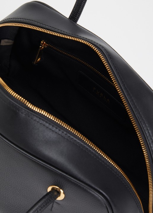 FURLA Dames Poppy M schoudertas van leer in de kleur Zwart, maat: 1SZ