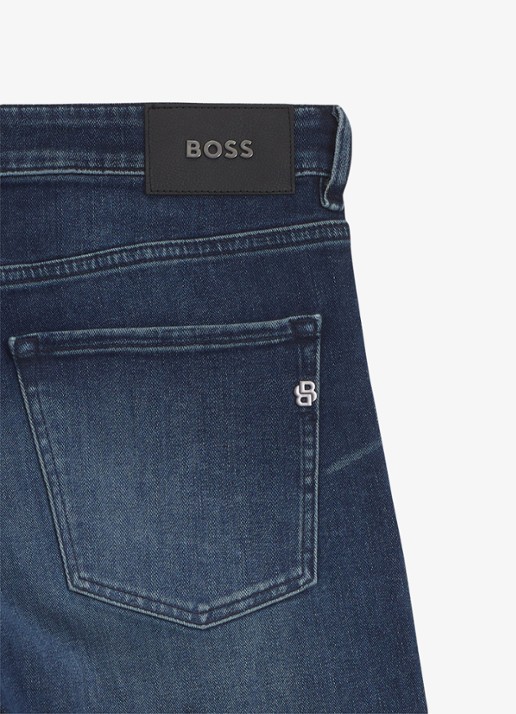 BOSS Heren Slim fit jeans met steekzakken in de kleur Donkerblauw