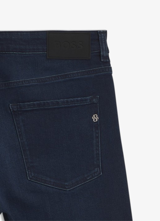 BOSS Heren Slim fit jeans in katoenblend in de kleur Donkerblauw